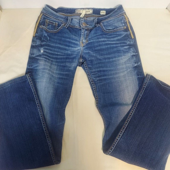 BKE Culture Denim Jeans Womens 29XL Boot‎ Cut Distressed Embellished Pockets - Picture 2 of 10
